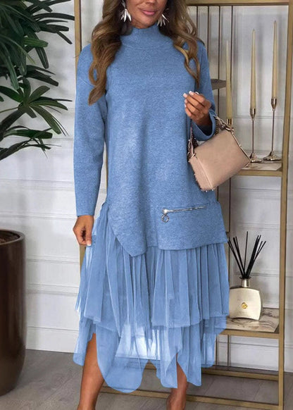 Mesh-Detail Knit Dress