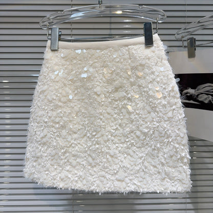 Textured Sequin Mini Skirt