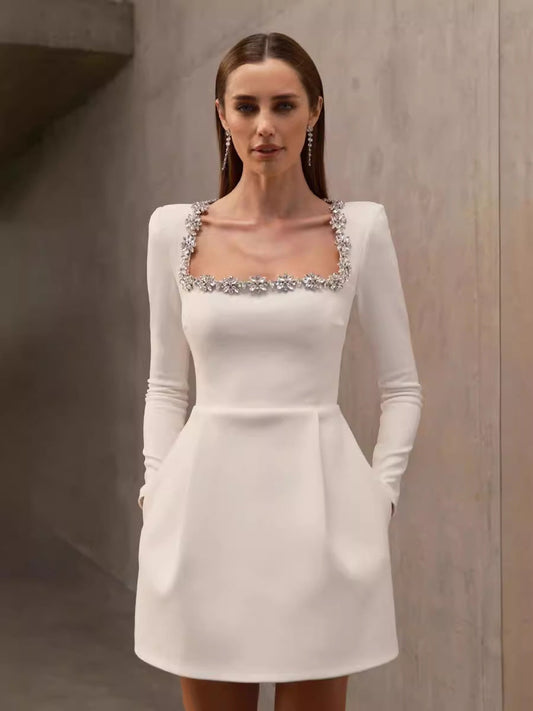 Isabella Crystal Detailed Mini Dress